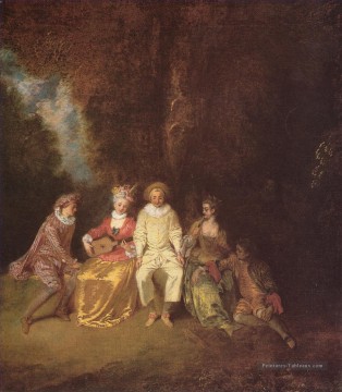 Pierrot content Jean Antoine Watteau Peinture à l'huile